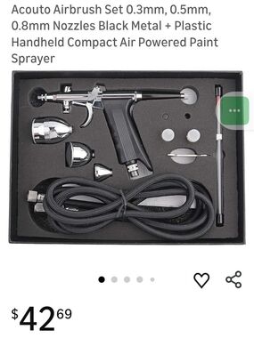 Airbrush Spray Gun Kit with Hoses and Nozzles - Silver & Black